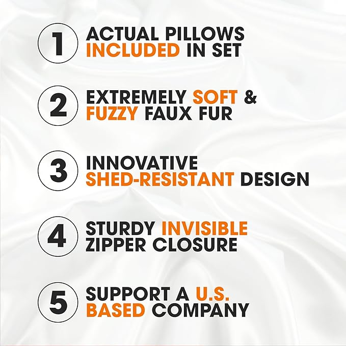 Cheer Collection Fall Decorative Throw Pillows for Couch – Set of 2 Faux Fur Fall Pillows for Couch, Cozy Fall Couch Pillows for Living Room or Bed, Soft, Rust Accent Pillows, 12" x 20"
