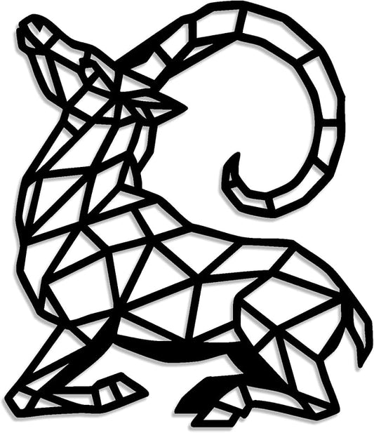 Geometric Animal Metal Wall Art – Modern Polygon Style Metal Wall Decor for Home, Living Room, or Office, Minimalist Wildlife Wall Sculpture, Black Steel Design (Style-6)