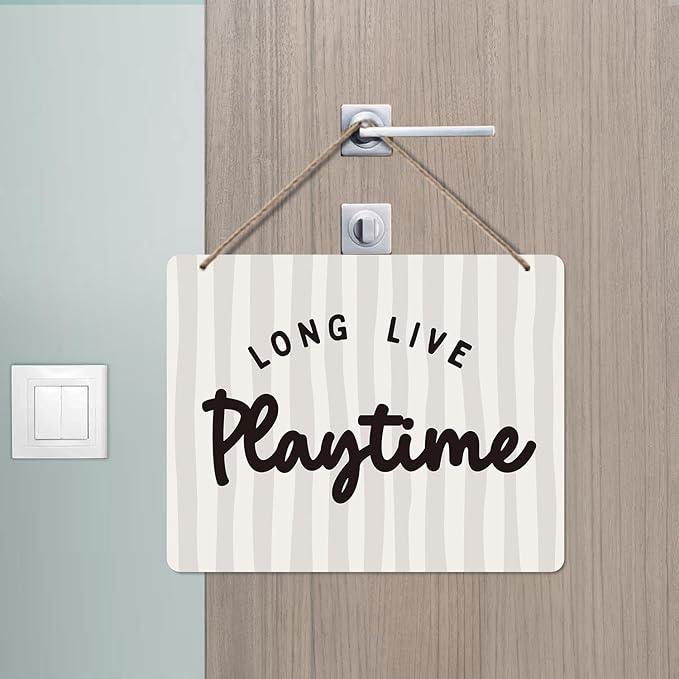 Udinaz Boho Kids Playroom Hanging Sign, Playroom Wall Decor, Long Live Playtime Hanging Wood Plaque Decor for Boys Kids Nursery Bedroom Play Room Wall Door Decorations