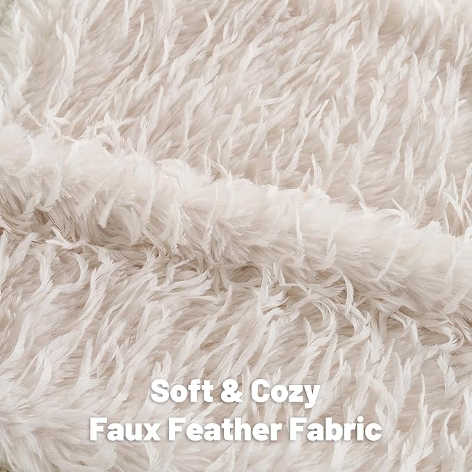 FUTEI Cream White Decorative Throw Pillow Covers 18x18 Inch Set of 2,Soft Fluffy Faux Feather Texture Cushion Cases,Modern Home Luxury Decor for Couch Bed Living Room