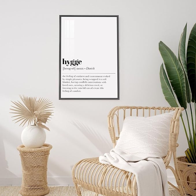 RFDER Hygge Definition Print Living Room Decor Zen Wall Art Print Minimalist Poster Home Decor Wall Art Office Decor Modern Aluminum Alloy Frame Aluminum Black-style 16x24inch(40x60cm)