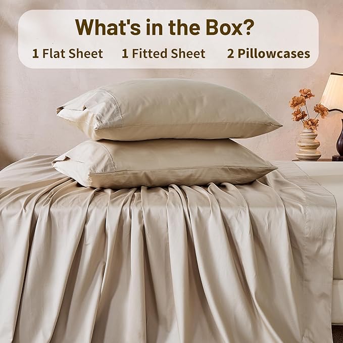 MEISHANG 1000 Thread Count Cotton Sheets California King - 100% Egyptian Cotton, Sateen Weave, Soft & Breathable, Oeko-Tex Certified, 16" Deep Pockets - 4 Piece (Cal King, Linen)