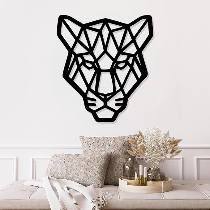 Geometric Animal Metal Wall Art – Modern Polygon Style Metal Wall Decor for Home, Living Room, or Office, Minimalist Wildlife Wall Sculpture, Black Steel Design (Style-1)