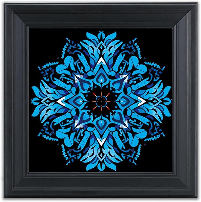 Brivoria Mandala Wall Art Home Decor, Framed Blue Azure Mandala Artwork, Modern Spiritual Wall Accent for Living Room Dining Room Hallway or Meditation Space, Calming Decorative Display, 16x16