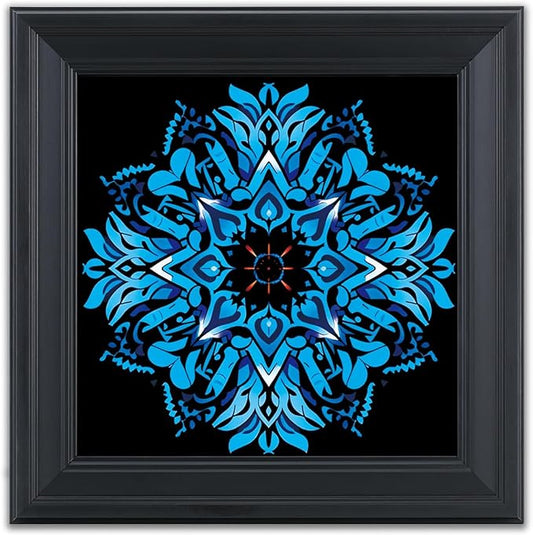 Brivoria Mandala Wall Art Home Decor, Framed Blue Azure Mandala Artwork, Modern Spiritual Wall Accent for Living Room Dining Room Hallway or Meditation Space, Calming Decorative Display, 16x16