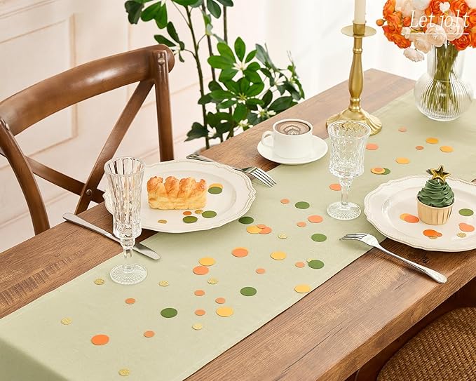 Letjolt Sage Green Table Runner 72 Inches Long Rustic Table Runner Cotton Runner Plain Table Decor