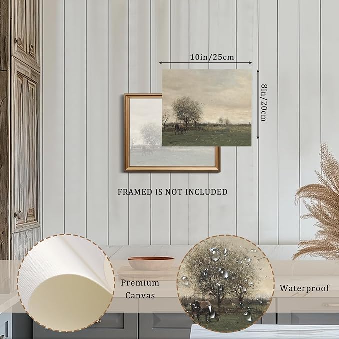 XOCUUI Vintage Landscape Canvas Wall Art, Vintage Classical Rural Hill Prints, The Vast Grassland Classic Wall Prints Modern Farmhouse Bathroom Office Decor - 8x10in Unframed