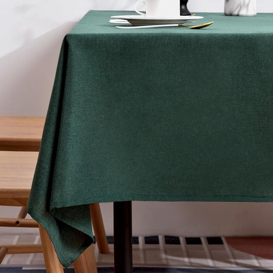 BALCONY & FALCON Table Cloth – Waterproof, Wrinkle Resistant & Washable Rectangle Tablecloth and Table Cover for Dining Room, Kitchen, Outdoor, Party & Birthday Use (Hunter Green, 57" x 85")