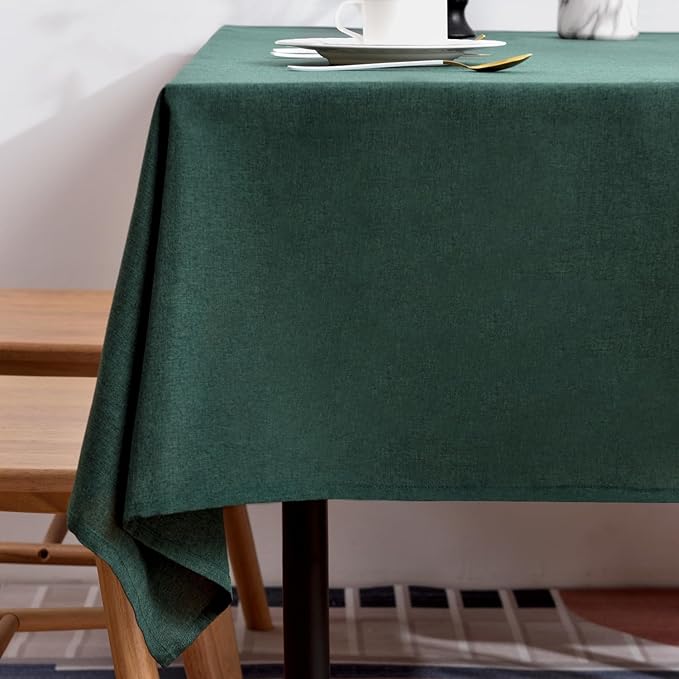 BALCONY & FALCON Table Cloth – Waterproof, Wrinkle Resistant & Washable Large Rectangle Tablecloth and Table Cover for Dining Room, Kitchen, Outdoor, Party & Birthday Use (Hunter Green, 91" x 156")
