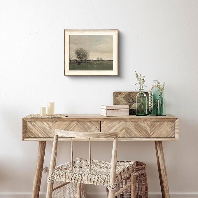 XOCUUI Vintage Landscape Canvas Wall Art, Vintage Classical Rural Hill Prints, The Vast Grassland Classic Wall Prints Modern Farmhouse Bathroom Office Decor - 8x10in Unframed
