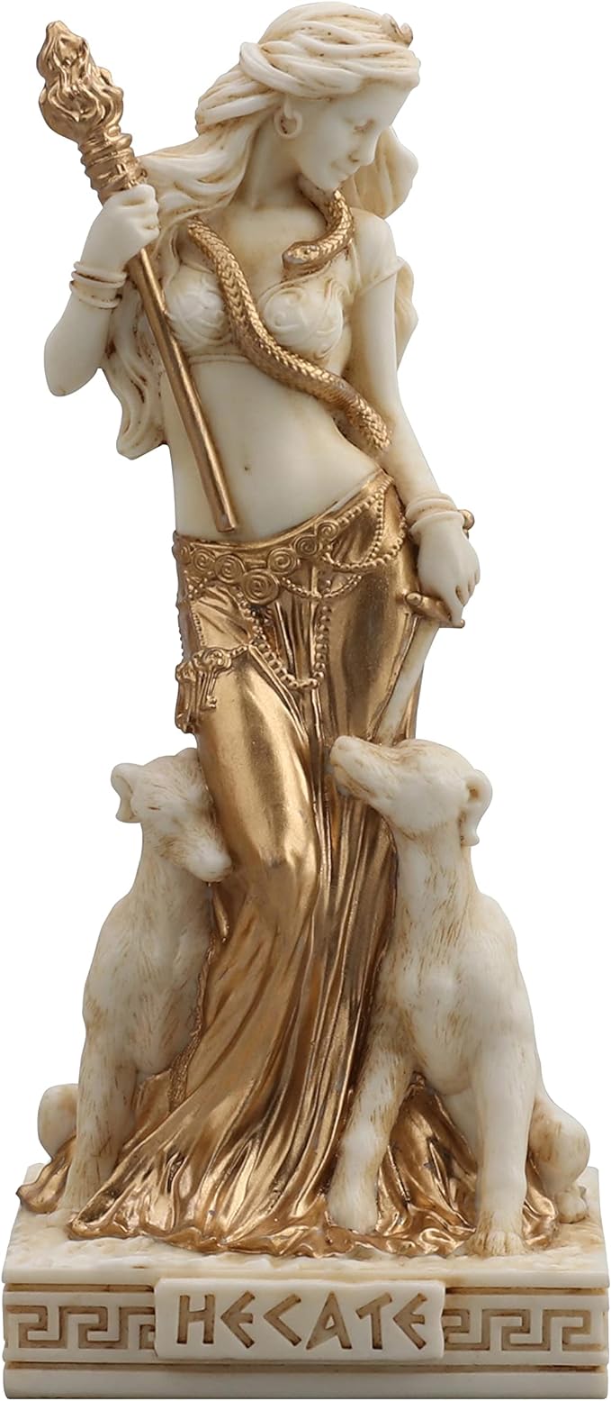Veronese Design 3 5/8 Inch Greek Goddess Hecate Resin Hand Painted White Gold Miniature Figurine