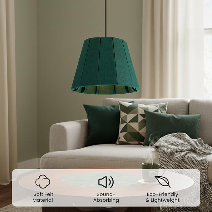 Pendant Light with Felt Lampshade, Modern Hanging Lamp Fixture, DIY Acoustic Pendant Light Chandeliers for Kitchen Island, Living Room, Dining Room, Bedroom, Office (D15.7"x11")