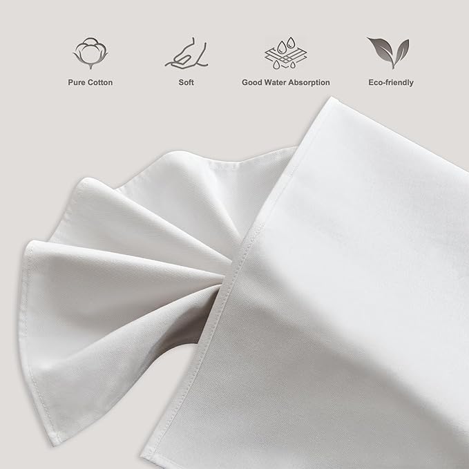 BALCONY & FALCON Cotton Cloth Napkins 6 Pack White Square Soft Absorbent Washable 20 x 20 inches Napkins for Restaurant Weddings Holidays Family Dinners Hotels Gatherings