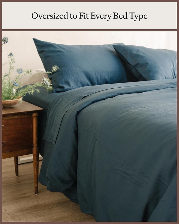 Cozy Earth Luxury Duvet Cover Twin - 100% Viscose from Bamboo - Ultra-Soft, Cooling & Lightweight Duvet Cover - Temperature-Regulating Bedding with Concealed Zip - Pacific Blue