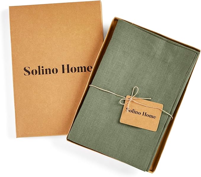 Solino Home Linen Napkins Set of 4-100% Pure Linen Oil Green Dinner Napkins Cloth 20 x 20 Inch for Christmas, New Year - Fete, Handcrafted and Machine Washable