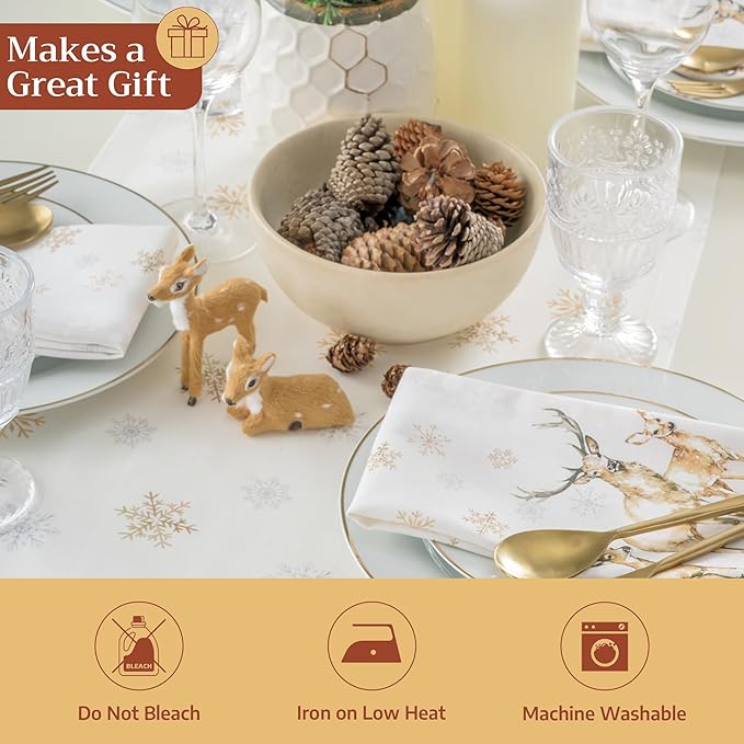 Maison d' Hermine Table Runner 100% Cotton Single Layer Table Runners 108 inches Long for Thanksgiving Christmas Decorations Home Kitchen Dining Party Wedding (Deer in The Woods, 14.5" x 108")