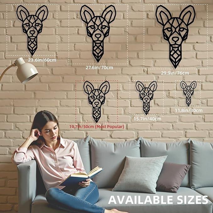 Geometric Animal Metal Wall Art – Modern Polygon Style Metal Wall Decor for Home, Living Room, or Office, Minimalist Wildlife Wall Sculpture, Black Steel Design (Style-4)