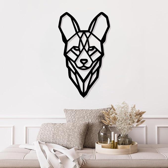 Geometric Animal Metal Wall Art – Modern Polygon Style Metal Wall Decor for Home, Living Room, or Office, Minimalist Wildlife Wall Sculpture, Black Steel Design (Style-3)
