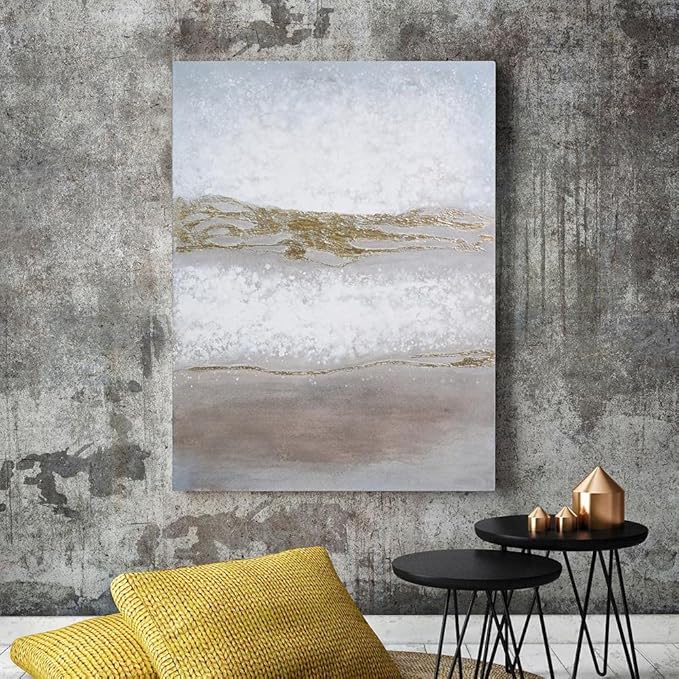 Empire Art Direct Abstract Wall Art Textured Hand Painted Canvas by Martin Edwards, Unframed, 40" x 30", Golden Winter