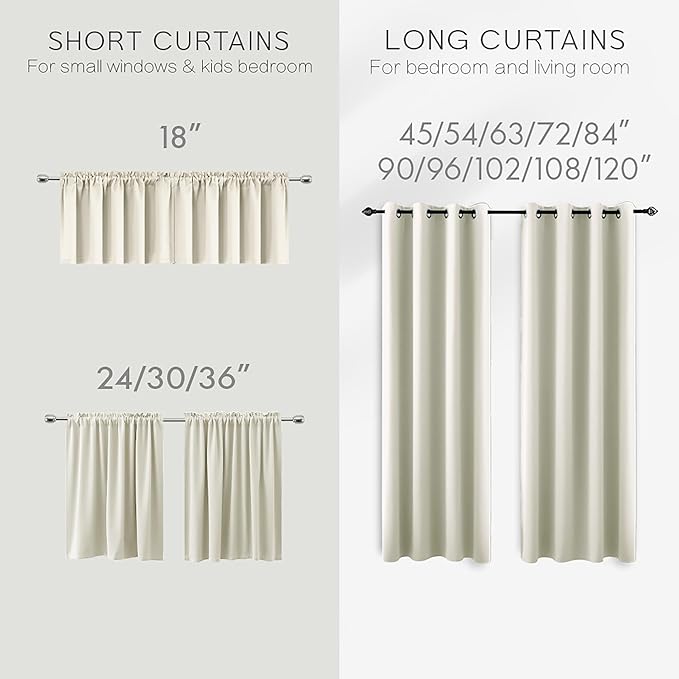 KOUFALL 72 Inch Length Curtain Panels,50% Blackout Room Darkening Boho Modern Farmhouse Curtains for Living Room Bedroom 72 Inches Long,Cream Beige