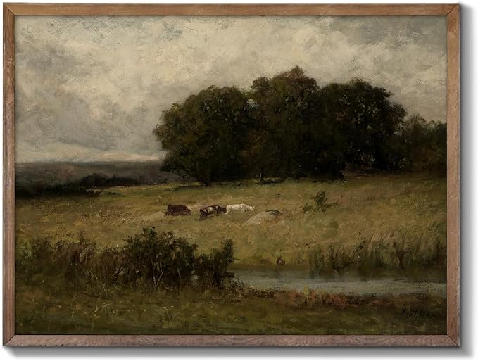 XOCUUI Canvas Wall Art Vintage Decor, Home Decor Danish Landscape Classical Paintings, Home Decor Lake And Mountain Nature Wilderness Landscape Unframed Paintings Wall Art for Living Room, 8"X10"