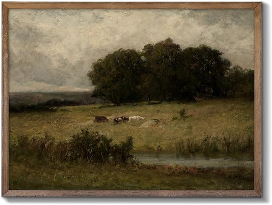 XOCUUI Canvas Wall Art Vintage Decor, Home Decor Danish Landscape Classical Paintings, Home Decor Lake And Mountain Nature Wilderness Landscape Unframed Paintings Wall Art for Living Room, 11"X14"