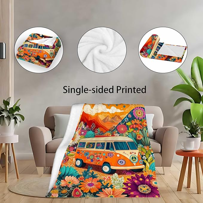 Van Driver Gift Blanket, Artistic Home Decor for Sofa Bedroom, Warm Gift for Men, Women, Kids, 50"x60", Machine Washable Machine Washable