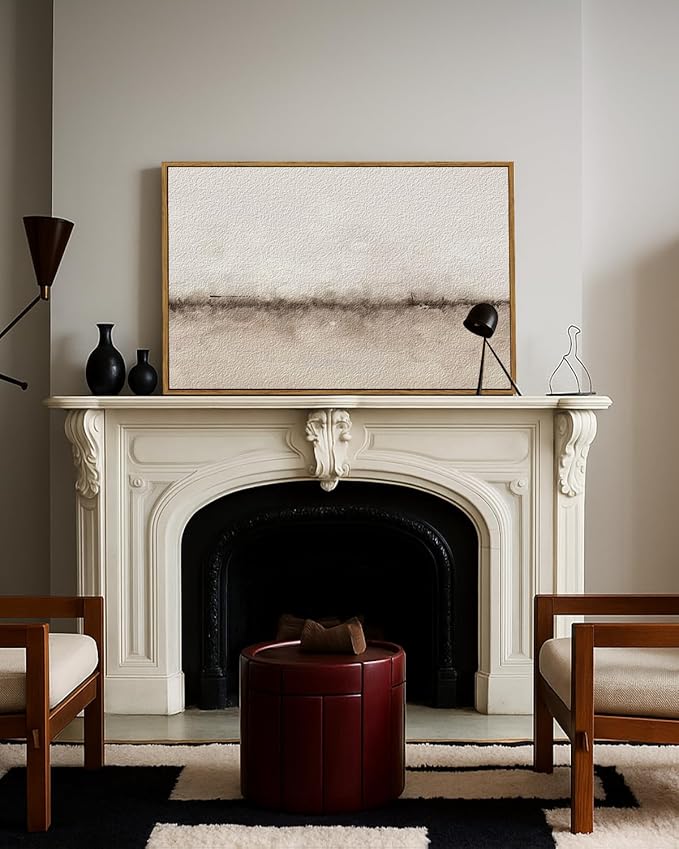ARPEOTCY Large Framed Canvas Wall Art, 24x36 Inch, Modern Minimalist Abstract Art Prints, Contemporary Neutral Beige Decor for Living Room Hallway Bedroom Fireplace, Sandstone Textured Decor