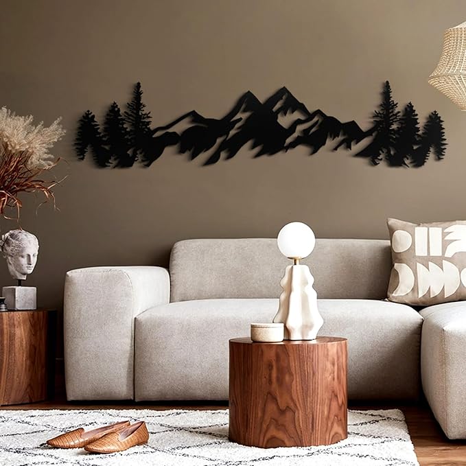 Royxen Metal Mountain Wall Art 71 Inch /54 Inch Long, Mountain Wall Decor, Mountain Art Wall Hangings for Living Room, Bedroom (54 x 13 Inches)