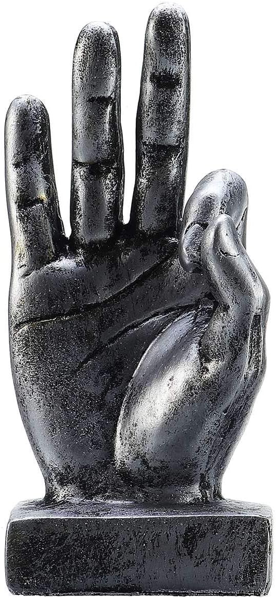 Nice purchase Hand Finger Gesture Desk Statues Fingers Sculpture Creative Home Living Room Cabinet Shelf Decoration (OK Gesture in Silver)