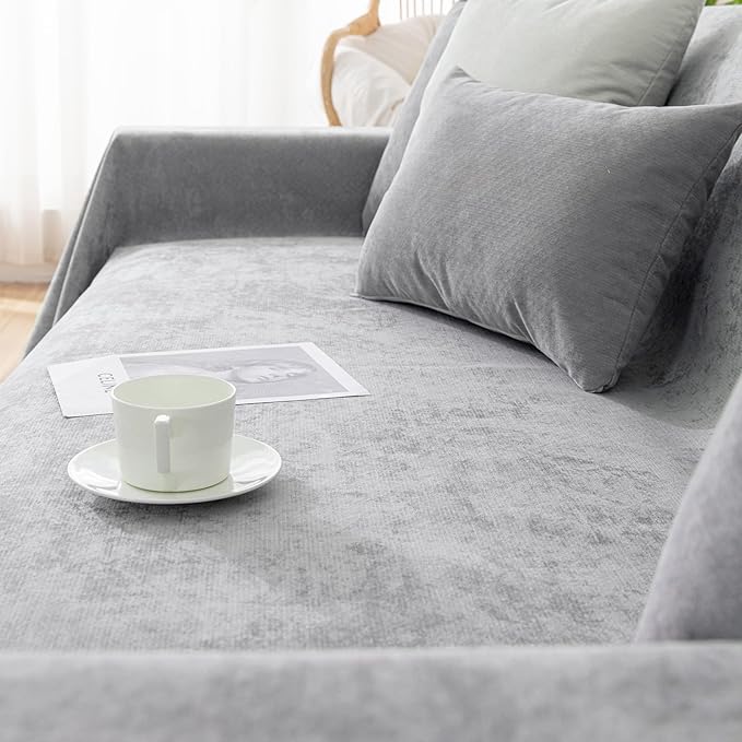 VClife Couch Cover for Dog, Anti Cat Scratch Furniture Protector Washable Sofa Covers for Sectional Sofa, Waterproof Couch Covers for 2 Cushion Couch Sofa,Couch Protector from Cat Claw, Grey, 71"X118"
