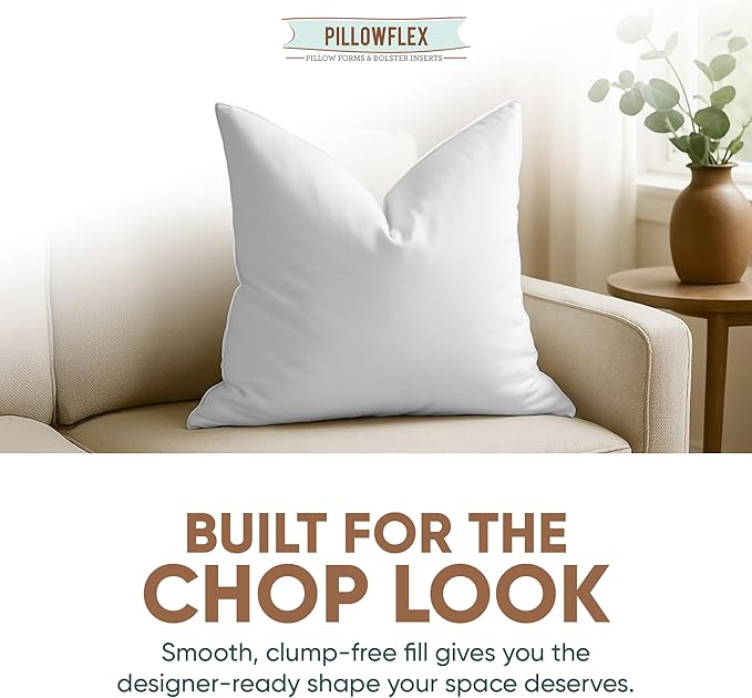 Pillowflex Synthetic Down Alternative Pillow Inserts for Shams - Comfy Pillows for Sleeping, Perfect Pillow & Best Sleeping Pillows, Handmade Down Alternative Throw Pillow Inserts - (17x17 Set of 2)