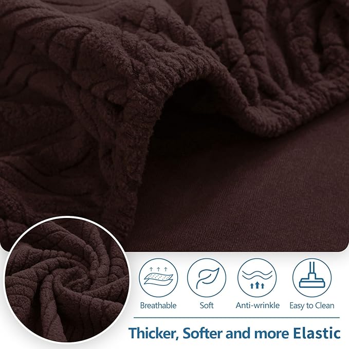 hyha Individual Couch Cushion Covers, Stretch Magic Sofa Seat Cushion Covers Washable, Dog Couch Sofa Slipcover for Pets, Kid with Elastic Bottom(Large, Chocolate)