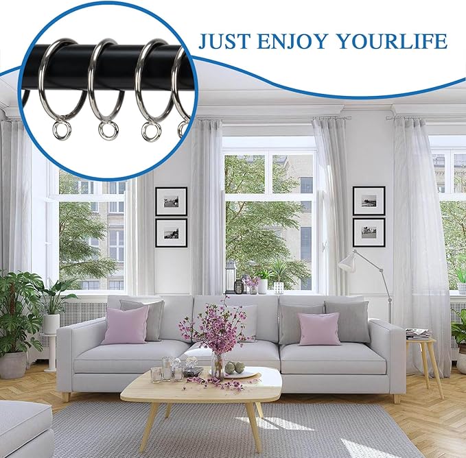 Curtain Rings with Eyelets Metal Eyelet Drapery Rings Inner Diameter 1Inch Curtain Rings for Hanging Pinch Pleat Curtain Pin Drape Hooks Silver Zocang