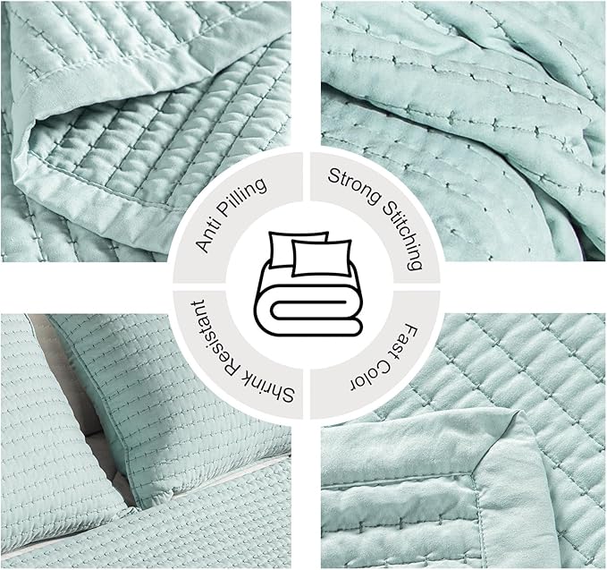 Max Oversized California King Quilt Set – 112"x106" Soft Washed 3-Layer Lightweight Bedspread with Multi-Lock Quilting, Minimalist Nordic Bedding, All-Season Quilt Set (1 Quilt + 2 Pillow Shams)Green