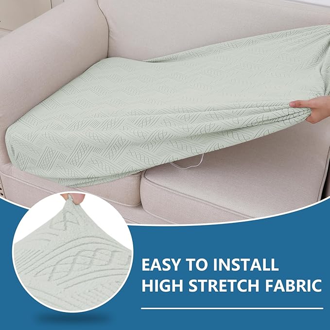 hyha Individual Couch Cushion Covers, Stretch Magic Sofa Seat Cushion Covers Washable, Dog Couch Sofa Slipcover for Pets, Kid with Elastic Bottom(Medium, Light Grey)