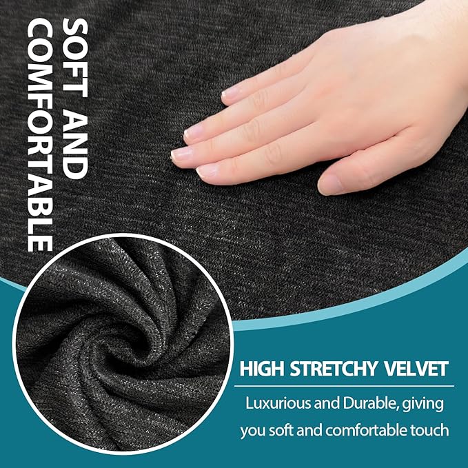 JconesT Cushion Sofa Slipcover 3 Pieces Sofa Covers for T Cushion Couch Soft Couch Covers Sofa Slip Cover Furniture Covers with 2 Individual T Shape Seat Covers (Black, 2 Cushions)