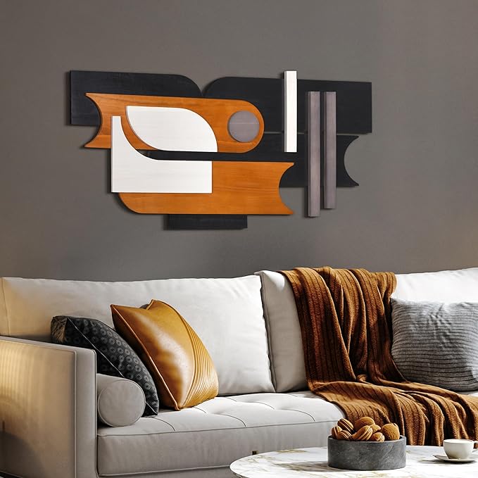 Empire Art Direct "Honeyed Dusk I Hand Made & Hand Finished Dimensional Wood Abstracts, Ready to Hang, Living Room, Bedroom & Office, 48" x 24"x 1.42"