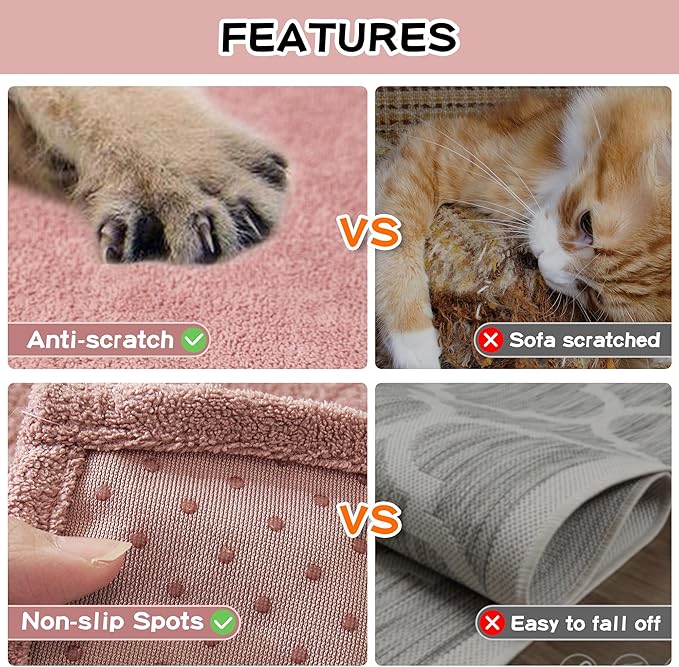 MEETSKY Couch Cover for 3 Cushion Cat Scratch Proof Couch Protector Washable Sofa Covers Sectional Couch Covers for Dogs Soft L Shape Sofa Slipcover for Pets Kids, 91" x 134", Pink