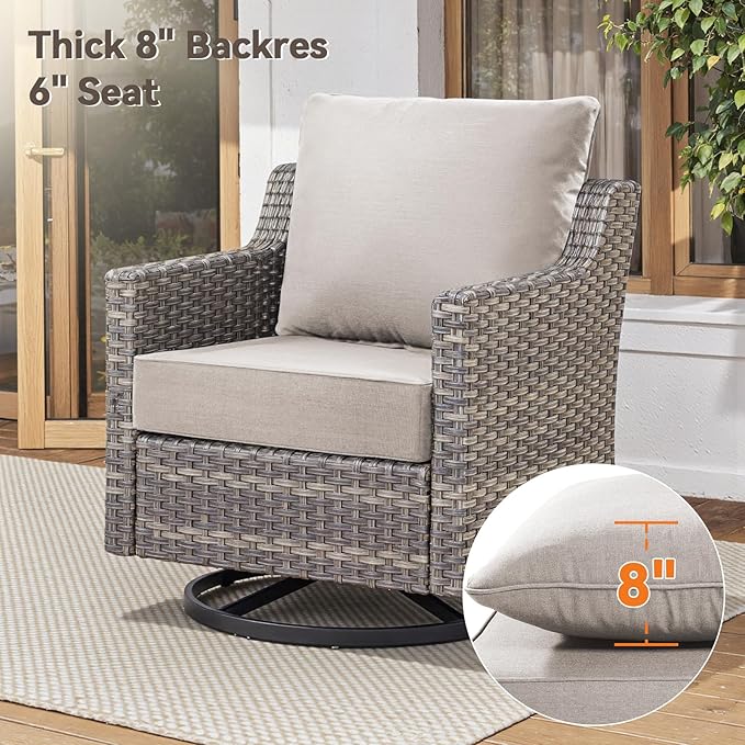 6" Thick Outdoor Cushions 24x24x6, 5-Set Deep Seat Patio Cushions with Removable Cover, Waterproof & Fade Resistant Replacement for Wicker Chair, Loveseat, Sofa - Beige