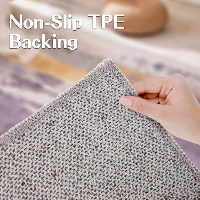 UMINEUX Living Room Rug 6'x9' Large Washable Area Rug with Anti-Slip Rubber Backing, Modern Abstract Low Pile Rugs, Ultra Soft & Thin, Non-Slip, Stain Resistant for Dining Room Bedroom Home Decor