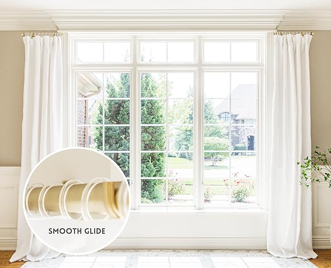 BlastHome® Luxury Curtain Rings – Premium Acrylic – Pinhooks and Clips Included – 1 1/2" Inside Diameter – Signature Collection, 18 Rings for Two Standard Curtains – Clear Acrylic