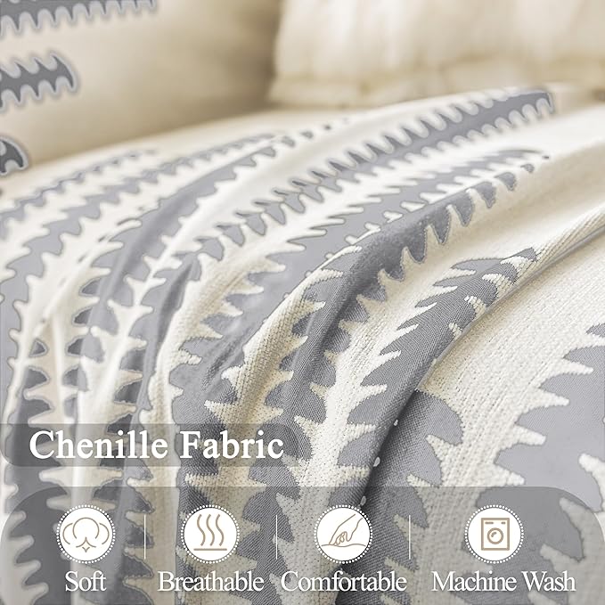 ALIECOM Boho Couch Covers for Sectional Sofa 2 Piece Thick Chenille L Shape Sofa Cover Washable Reversible Couch Cover Blanket Sofa Slipcovers Pet Dog Furniture Protector (XX-Large, Fashion Grey)