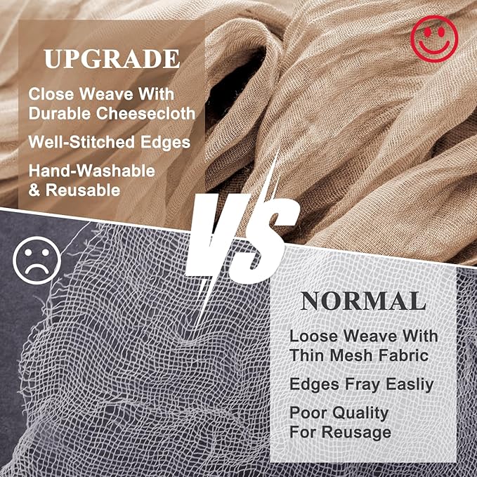 Wokceer Cheesecloth Table Runner Thanksgiving 3Pack 10FT Nude Brown Boho Gauze Cheese Cloth Table Runner Christmas for Party Rustic Sheer Runners for Baby Bridal Shower Wedding Table