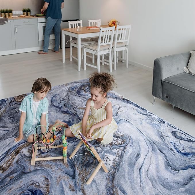8x10 Area Rugs for Living Room, Modern Abstract Rug for Bedroom, Contemporary Machine Washable Rug, Large Stain Resistant Carpet for Dining Room Playroom Home Office, Pet & Kids Friendly