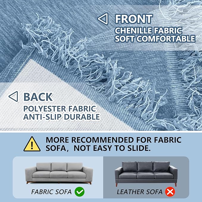 MEETSKY Oversized Chair Sofa Slipcover Washable Loveseat Couch Cover for Sofa, Furniture Protector Cover Use Thick Soft Fabric Soft Throws Cover for Dogs, Pets, 71" x 102", Blue