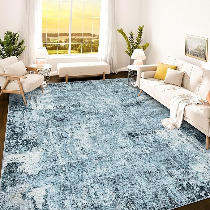 Istana 8x10 Area Rug - Blue 8x10 Rugs for Living Room - Foldable Rugs for Bedroom - Stain Resistant Washable Rug - Eco-Friendly Area Rugs - Easy to Clean Living Room Rug