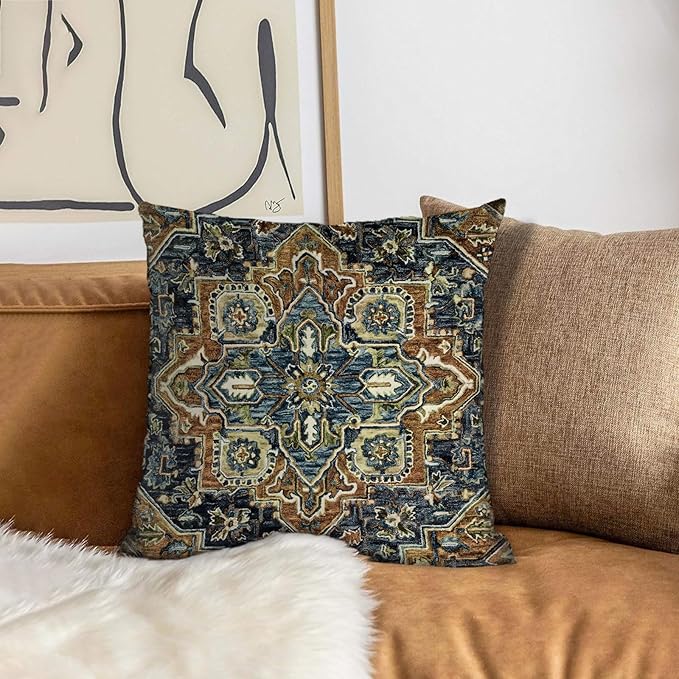 Boho Throw Pillow Covers 26x26 inch Set of 2,Boho Vintage Carpet Pattern Antique Ethnic Decor Double Sided Pattern Cushion Cover Soft Pillow Case Living Sofa Room Bed Square Pillow Cover