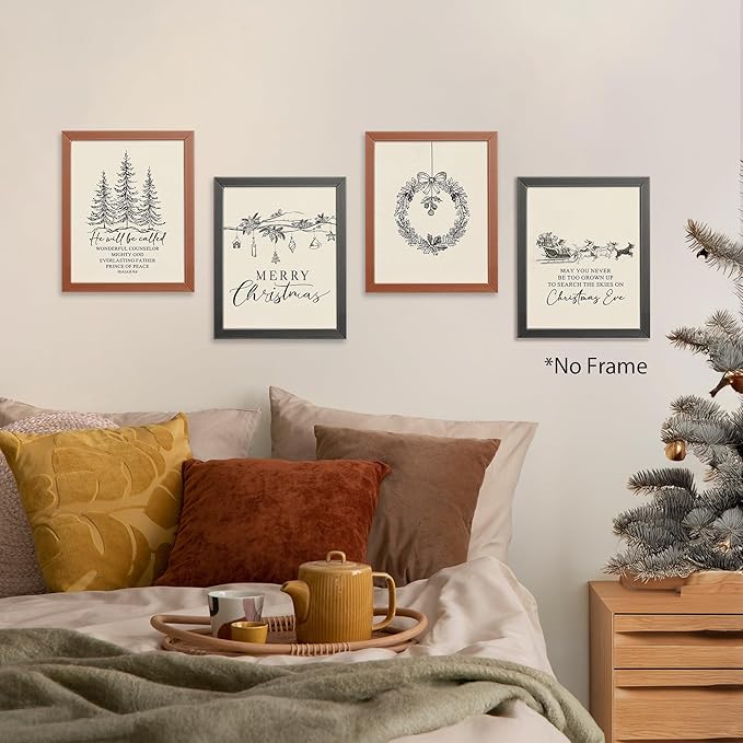 EHIE Vintage Christian Christmas Bible Poster Prints for Home Living Room Kitchen Bathroom Office, Winter Xmas Poster Prints, Vintage Festive Decorations Poster, Unframed Xmas Home Decor 8x10 inch