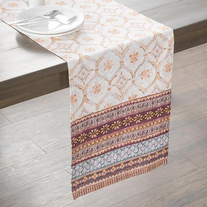 Maison d' Hermine Table Runner 100% Cotton Single Layer Table Runners 90 inches Long for Thanksgiving Christmas Decorations Home Kitchen Dining Party Wedding (Fair Isle, 14.5" x 90")